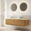 Meuble-lavabo double flottant de 60 po avec lavabo vasque rond en marbre Absher, capteur à DEL et comptoir en pierre frittée-1959201408