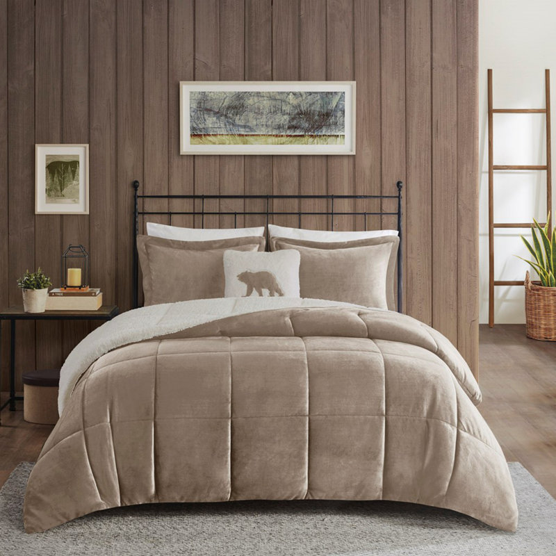 Ensemble d'édredon réversible en duvet berbère moelleux
