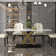 Dashon Modern Rectangular Sintered Stone Dining Table with Gold Stainless Steel Base