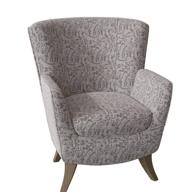 Bethany Upholstered Armchair, Marble Grey Performance, Dark Walnut
