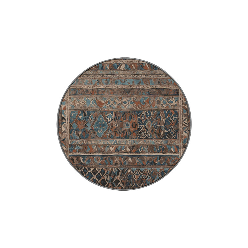 Tapis gris soyeux et moelleux, Rond 7 pi
