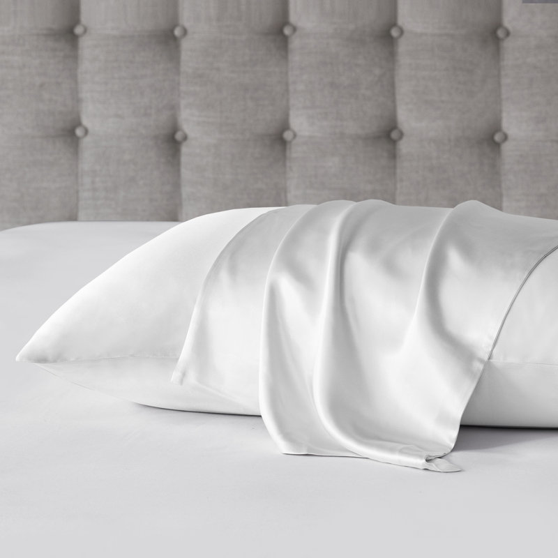 Taie d'oreiller standard Madison Park en soie blanche 100 % mûrier, une pièce, Standard, Blanc