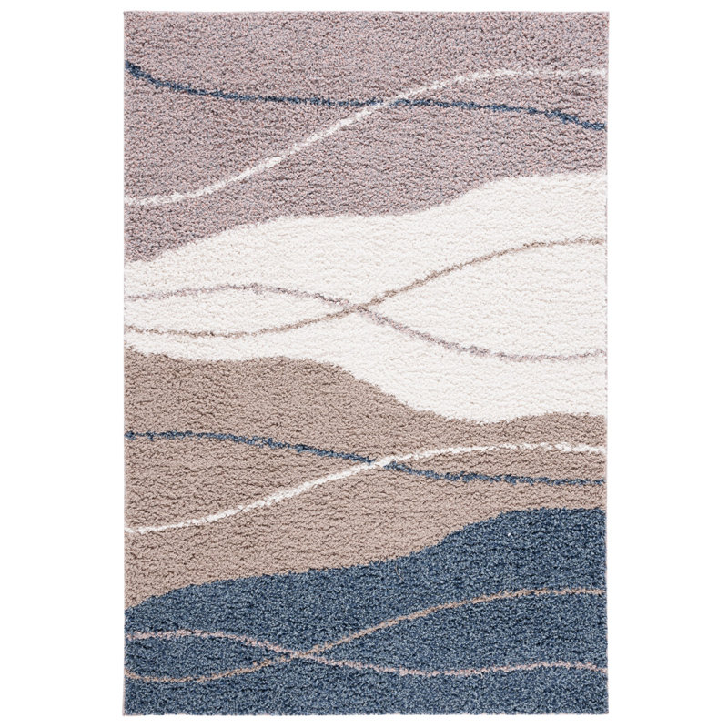 Tapis à poil long abstrait Cathyrn, Rectangle 5 pi 3 po x 7 pi 6 po