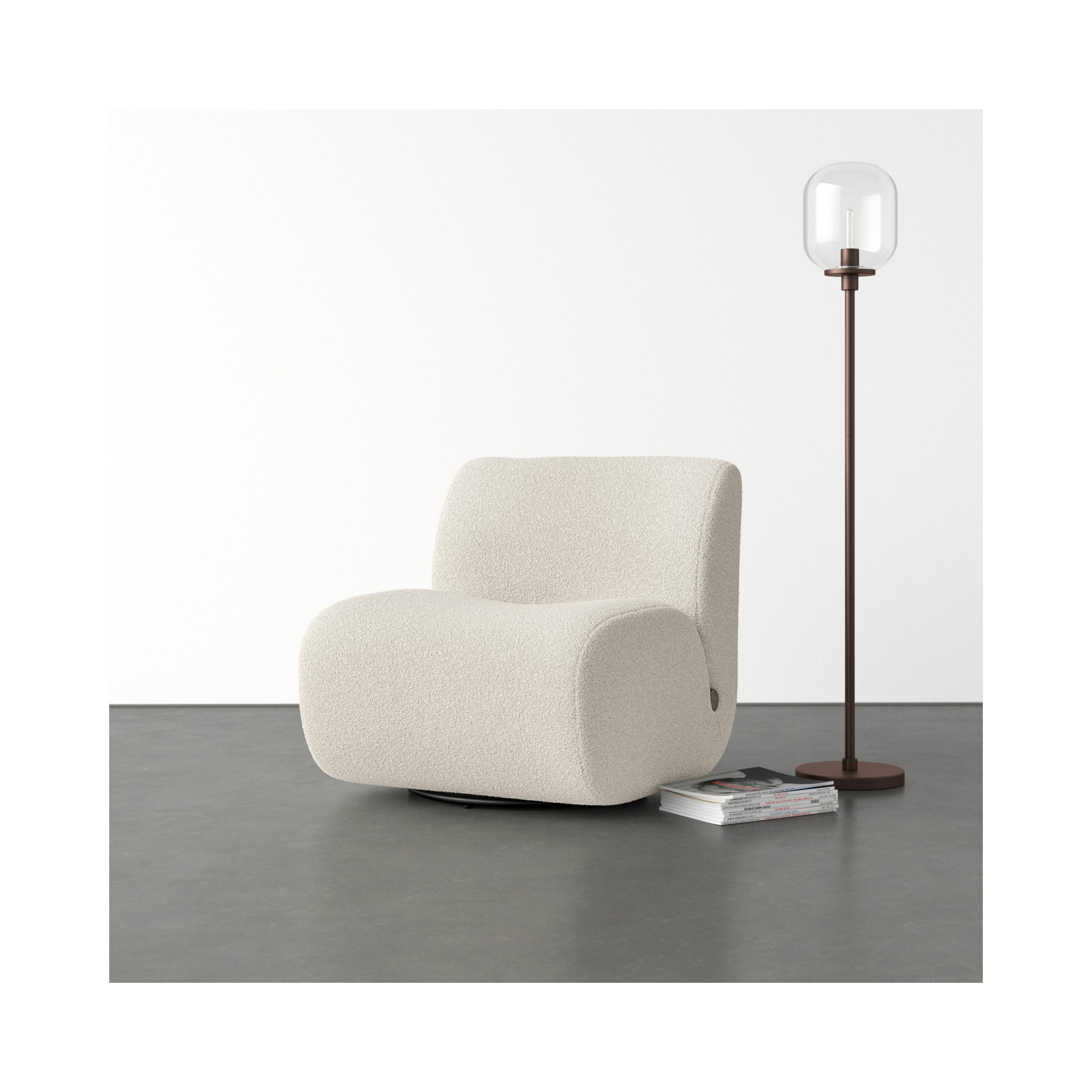 Anette Upholstered Swivel Accent Chair, Sheldon Ivory