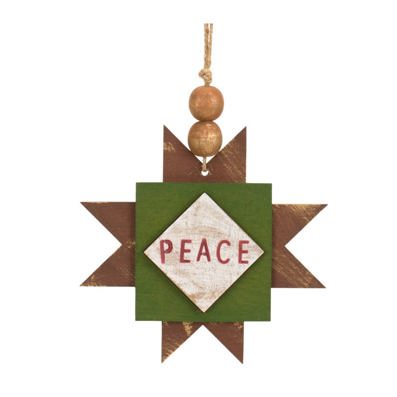 Ensemble d'ornement 12 pièces en MDF Joy and Peace Star