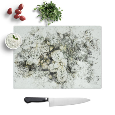 Tempered Glass Plant Leaves Abstract Chopping Board