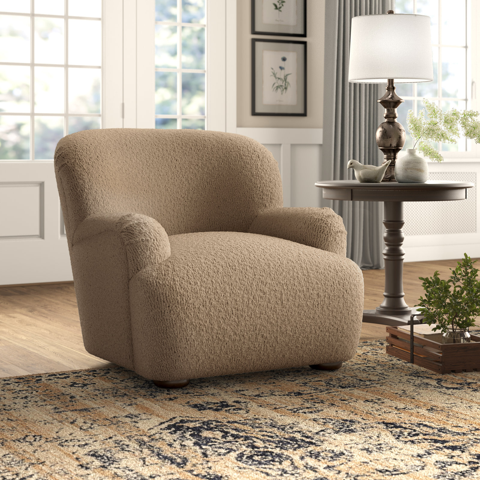 Maxton Upholstered Accent Chair, Brown