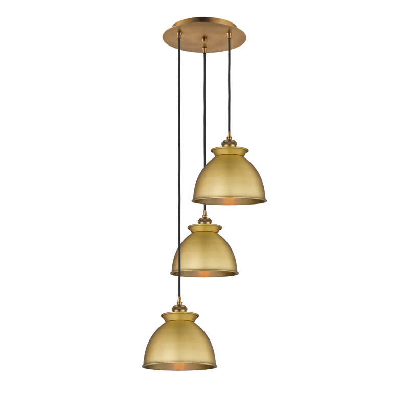 Luminaire suspendu 3 lumières à 3 lumières, Laiton brossé, Laiton brossé