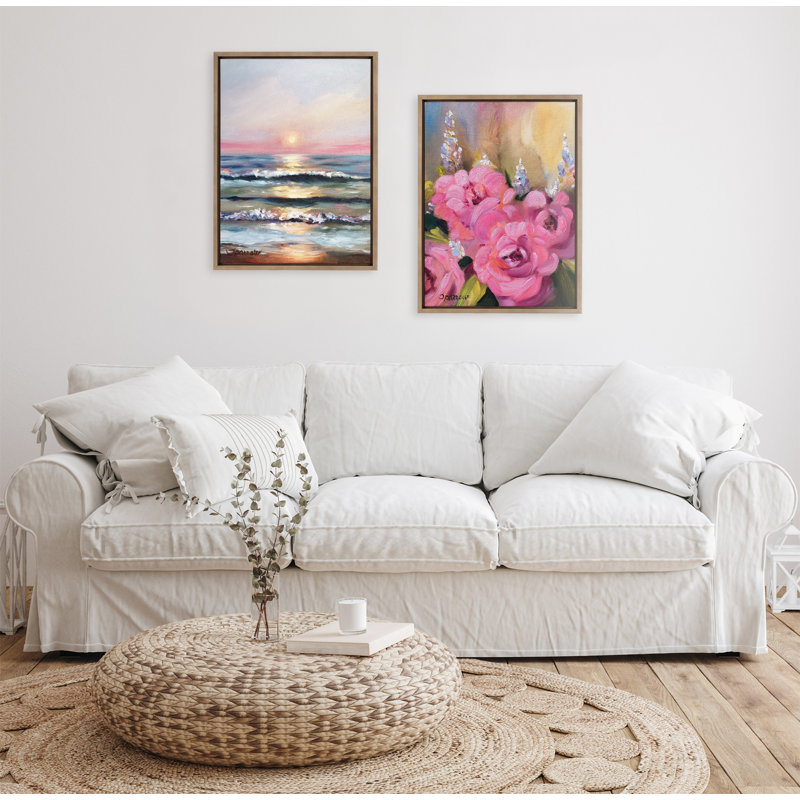 «Atlantic Sunset» par Mary Sparrow, reproduction d'art sur toile encadrée, Encadrement doré