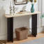 Modern Travertine Texture Console Table – 46.8" Narrow Stone Entryway Or Sofa Table For Hallway & Living Room Decor