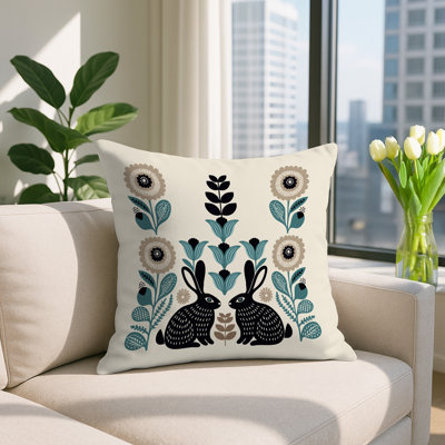 Lexa Rabbit Reversible Indoor/Outdoor Square Pillow