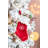 Boiled Wool Red Stocking with Pom Poms and Snowflake Design - Red, White - 20"