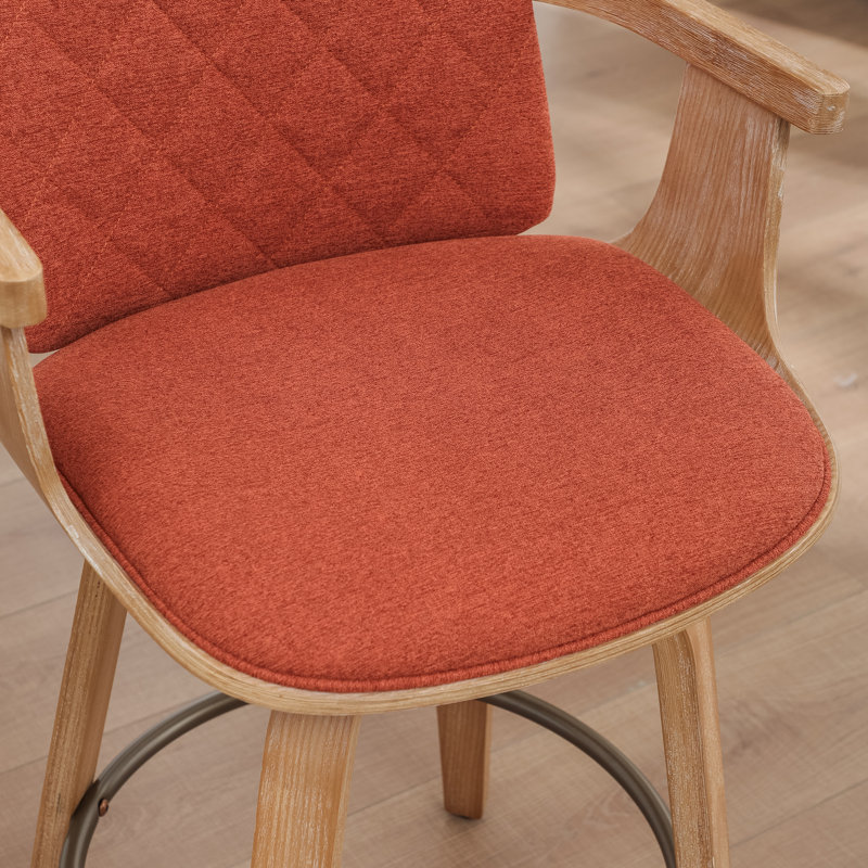 Tabourets de bar et de comptoir pivotants en lin rembourrés, Rouille, Tabouret de comptoir (siège d'une hauteur de 25,1