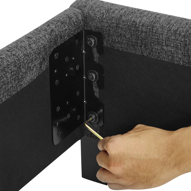 Grand lit tapissier gris anthracite