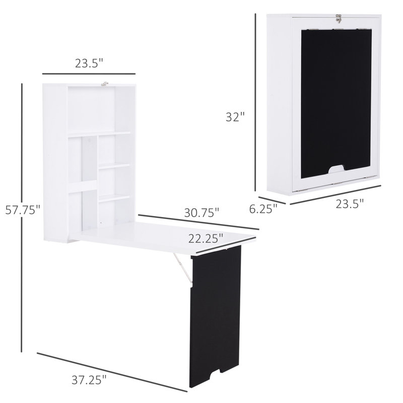 Bureau mural pliable avec tableau noir