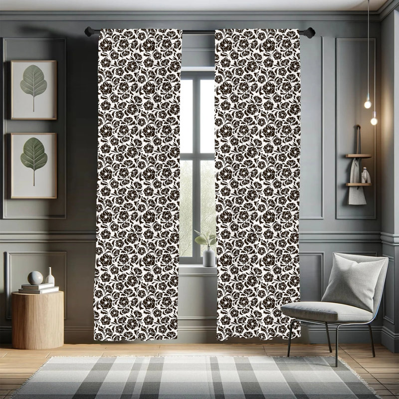 Floral Semi-Sheer Rod Pocket Curtain Panels, 28" W x 95" L