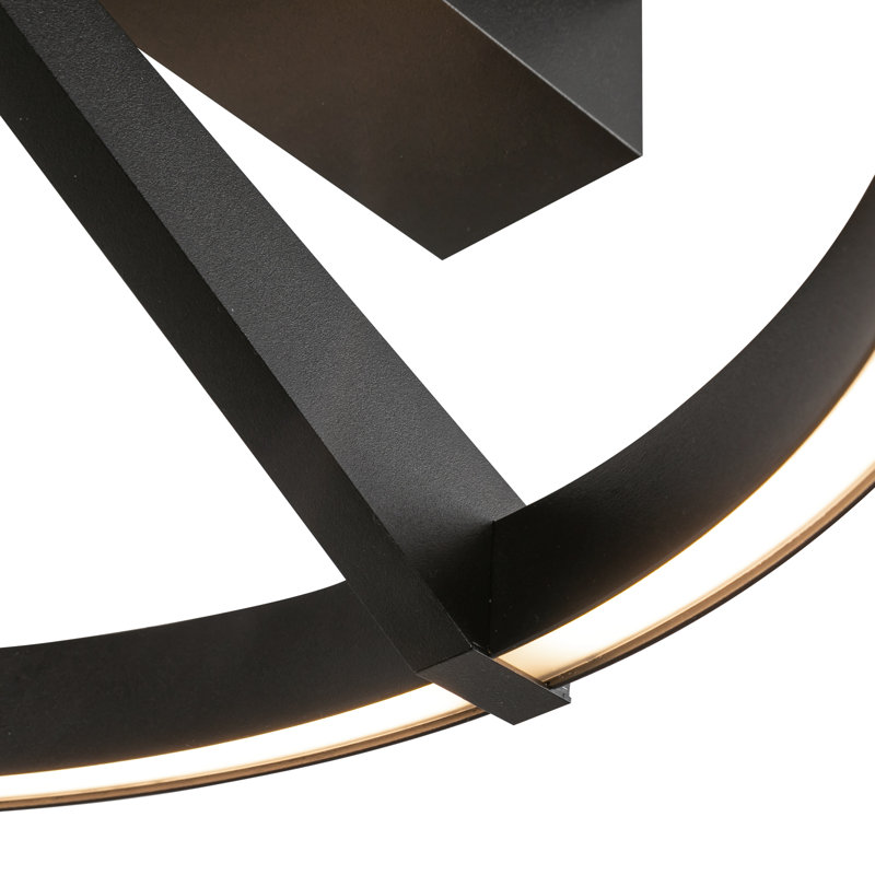 Roda 1 - Light LED Semi Flush Mount, Black, 6" H x 16" W x 15.75" D