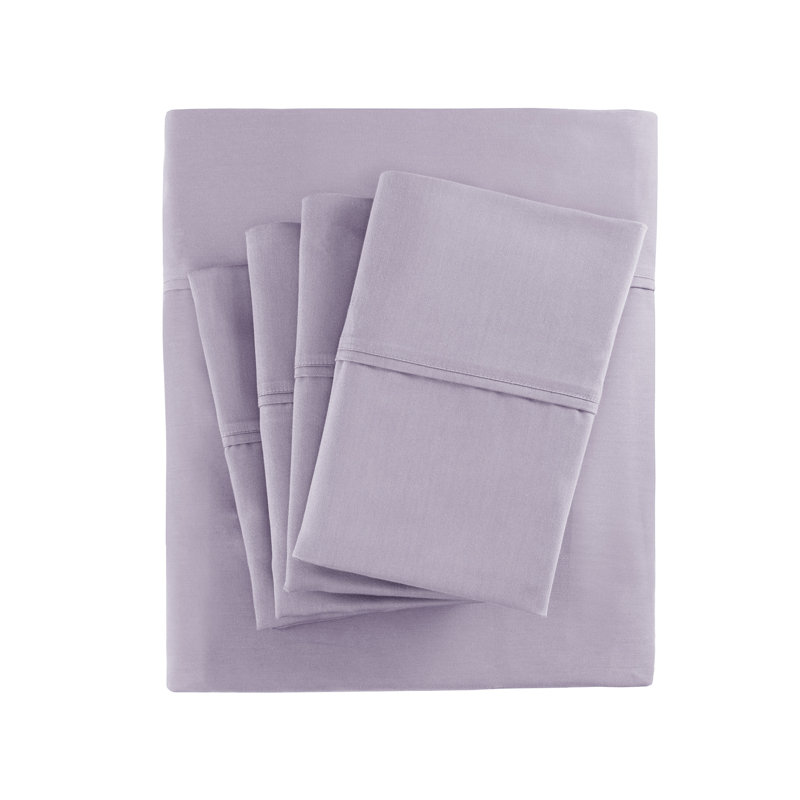 Ensemble de draps en mélange de coton 800 fils, Ensemble de draps pour grand lit + 1 drap-housse +, Mauve