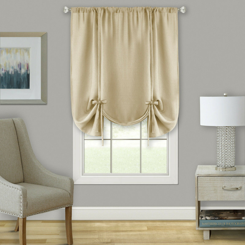 Clarisa Tie-Up Window Valance, Toast/Linen