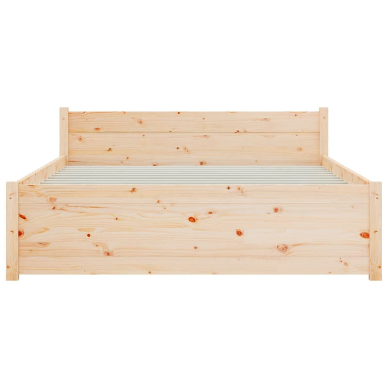 LED Bed Frame Solid Wood, Brown, Solid Wood, Small Double (4')