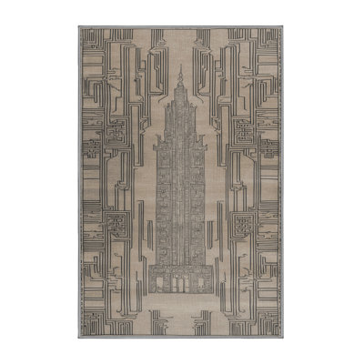 Machine Washable Art Deco Grey Area Rug