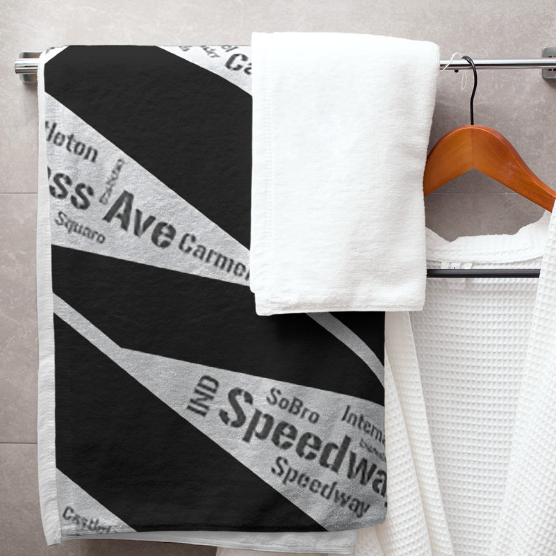 Bath Towel, Black, Poly/Cotton, Indianapolis