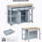47 inch Kitchen Island with Extendable Dining Table, Rubber Wood Veneer Kitchen Table with Internal Storage Rack, Power Outlet, Kitchen island with Storage 2 Drawers 2 Cabinet,White-1263946652