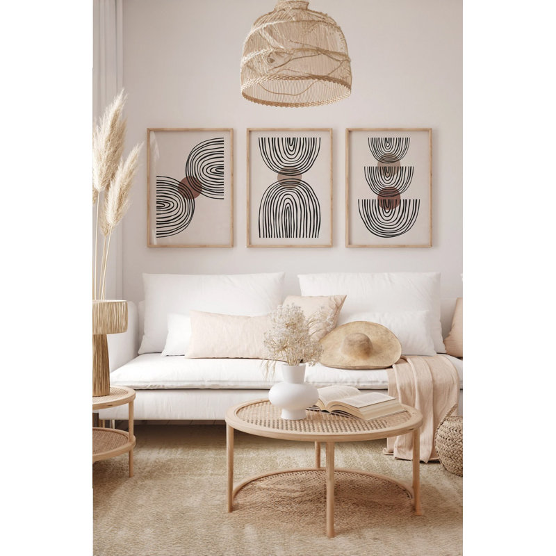 Ensemble de 3 peintures élégantes encadrées décoratives, 12,9 po x 18,9 po | Cadre 100% bois massif (épaisseur: 0,8 pouce), œuvre d'art 100% MDF | Impression numérique éclatante, parfaite pour la décoration de salon et de bureau
