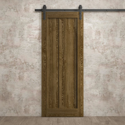 Modern Barn Door 42 x 84 inches Ego 5006 Marble Oak 8FT Rail Track Heavy Hardware Set Solid Panel Interior Doors