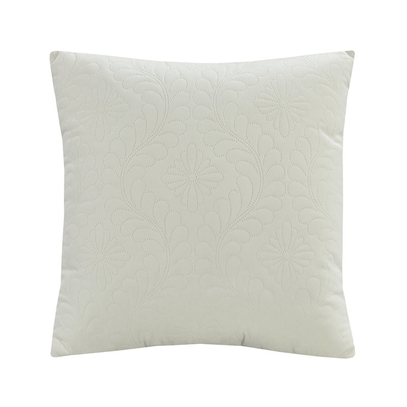 Mosaic Quilted Damask Pattern Reversible Throw Pillow, Cream, No Fill
