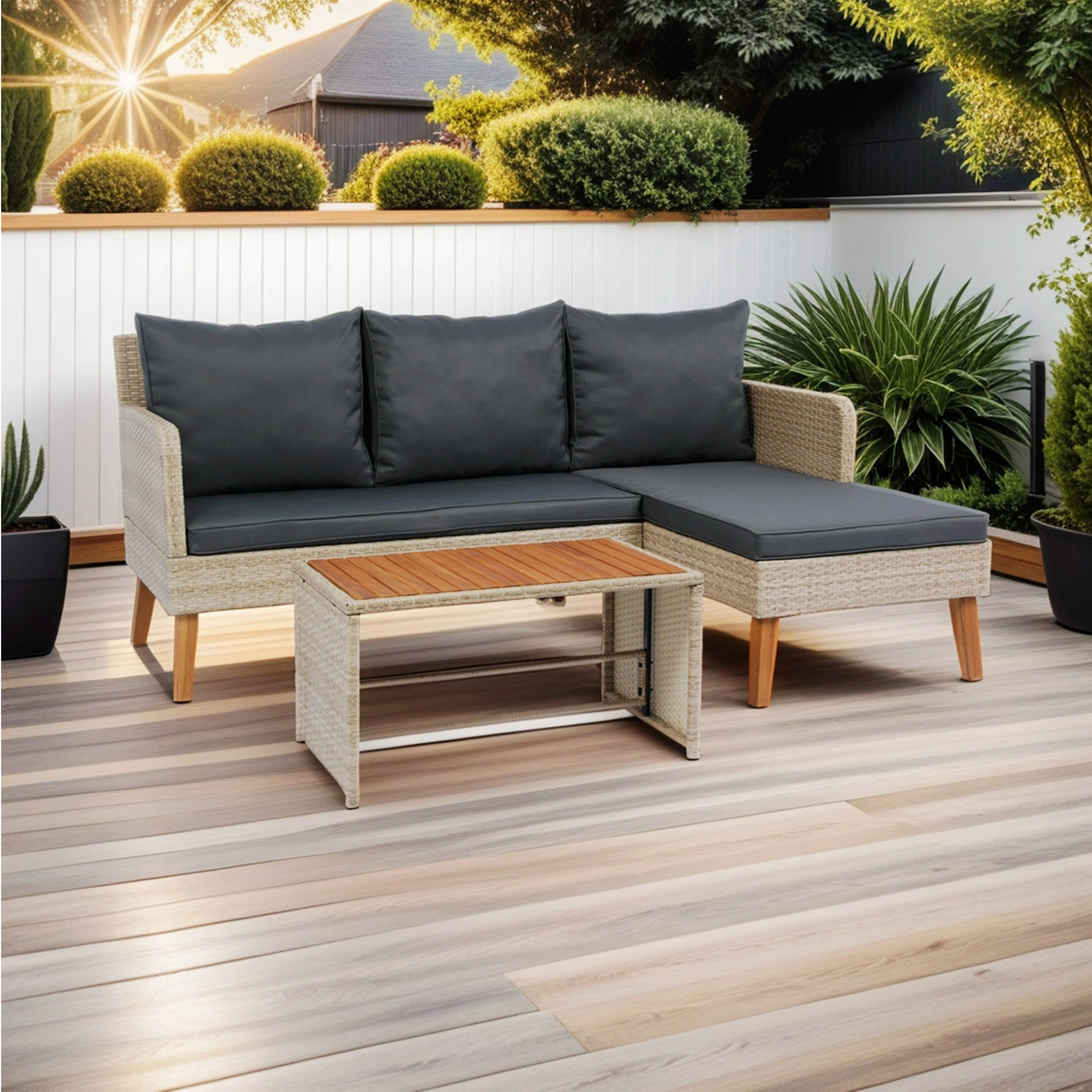 Oliver Rattan Outdoor Furniture Sofa Set , Cushion Durable & Sturdy Wayfair