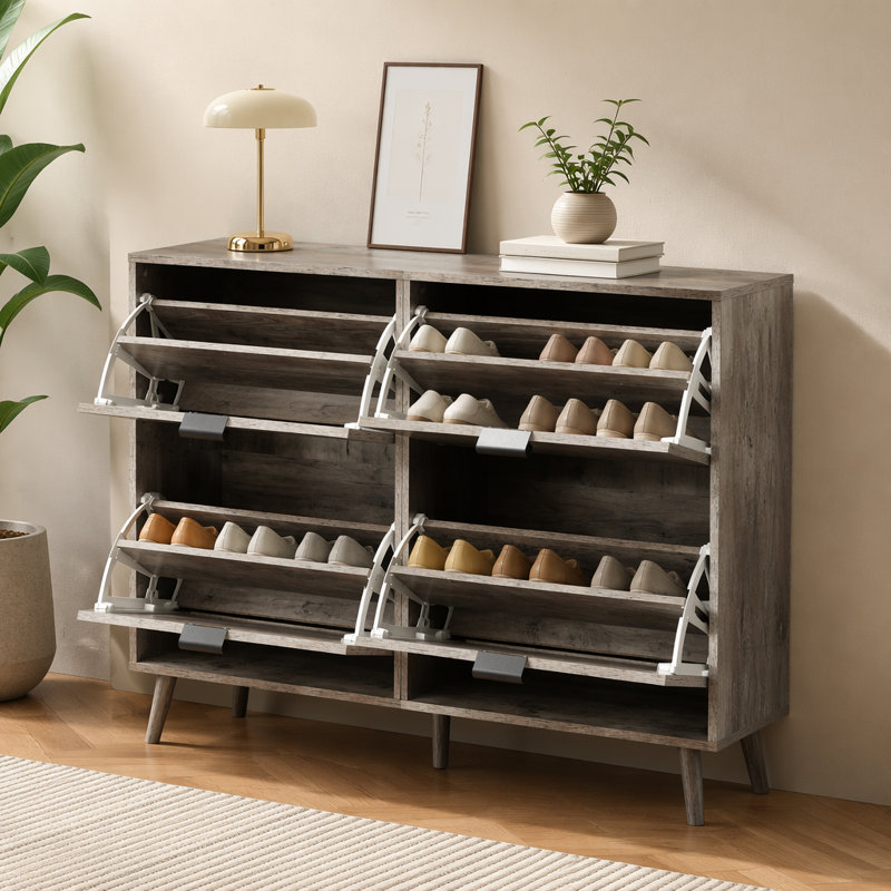 Range-chaussures 4 portes, armoire de rangement pour chaussures autoportante moderne