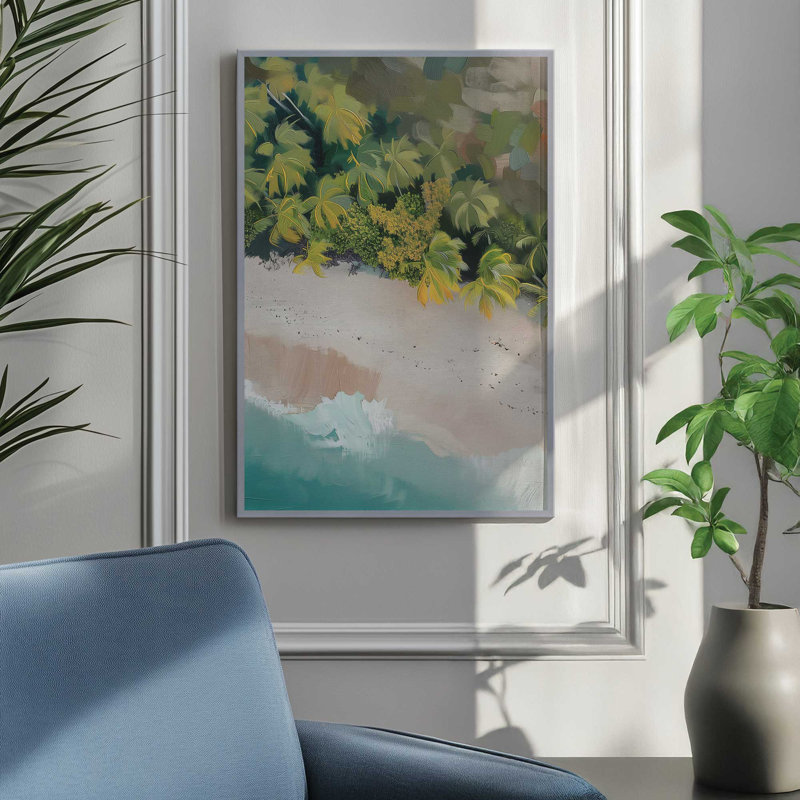 «Tide Beneath the Palms», reproduction encadrée, H 17 po x l 13 po, Érable brut