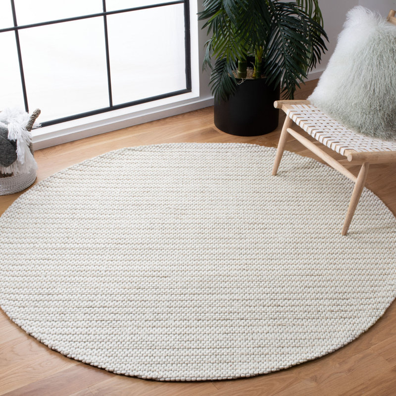 Roque Flatweave Wool Light Brown/Ivory Area Rug, Round 4'