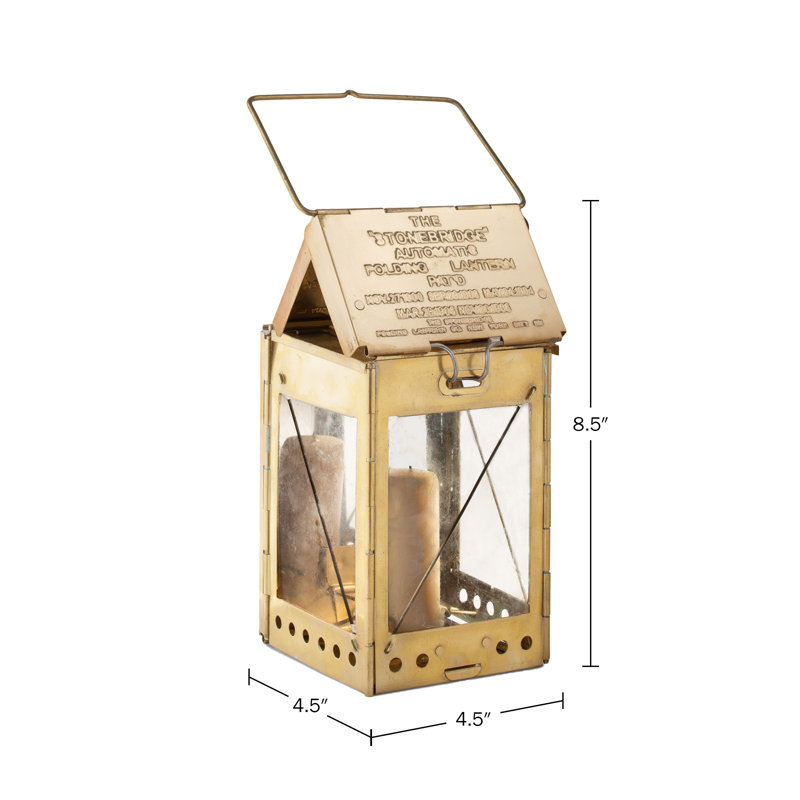 Kings County Tools Candle Lamp - Vintage Style Folding Brass Candle Lantern with Hanging Handle - Collapsible Portable Lamp for Emergency Candles - Camping Lantern for Survival Gear Emergency Kit