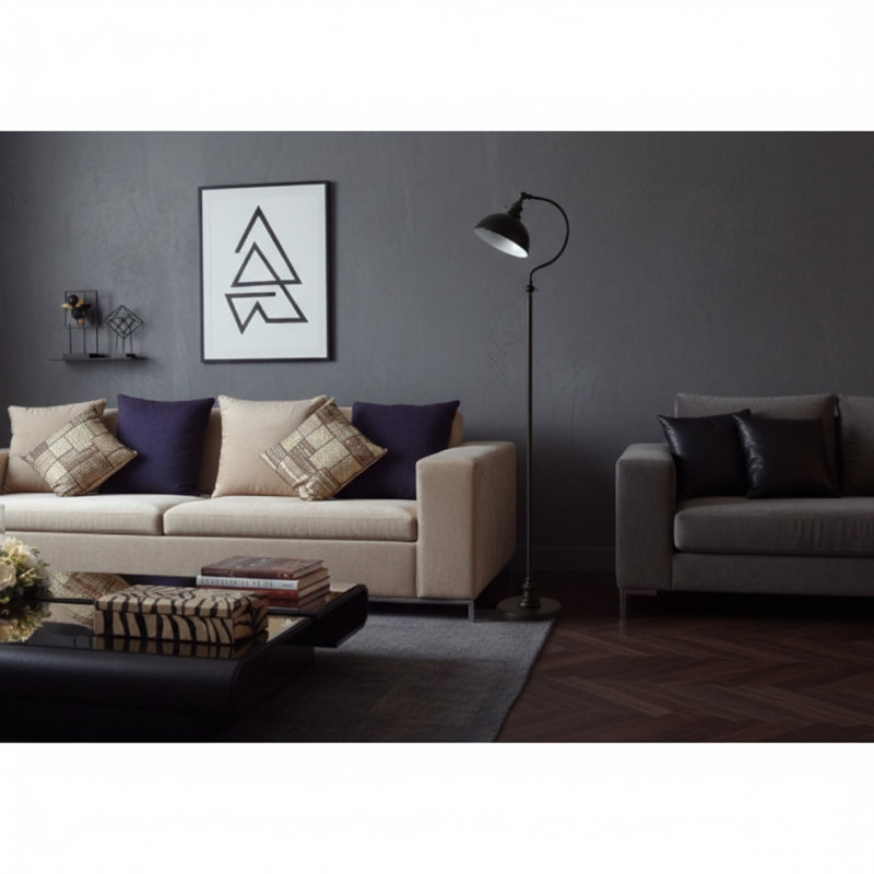 LAMPE DE SOL EN NICKLE SATINE 56 po H