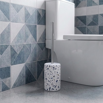 Blue Terrazzo Toilet Brush and Holder
