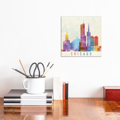 «Chicago Repères Watercolor» par Paul Rommer, impression sur toile tendue
