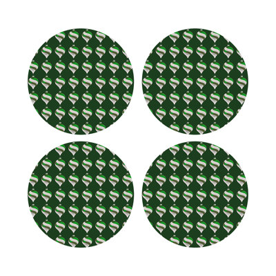 Xmas Ornament Vegan Leather Round Pebble Placemat