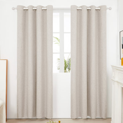 Lythrodontas Faux Linen Total Blackout Curtain Panels