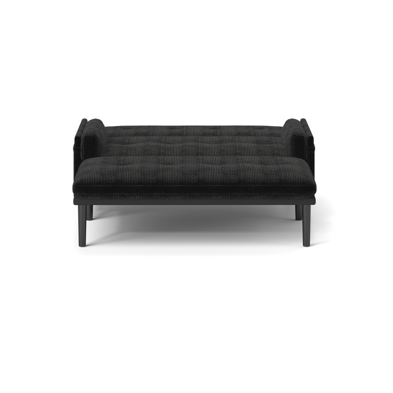 Canapé-lit en velours noir 2 avec inclinaison, rembourrage en mousse, structure en métal, fauteuil inclinable, revêtement, base