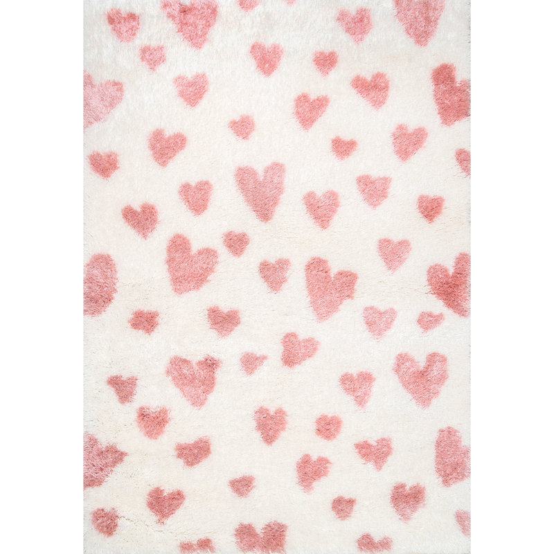 Tapis rose / blanc Becky, Rectangle 3 pi 3 po x 5 pi