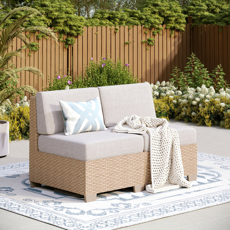 2-seat Outdoor Conversation Patio Sofa With Rattan
