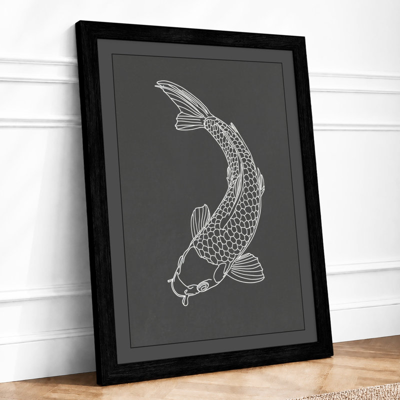 Koi Study Japandi - Framed Print, A1 - 84.1 x 59.4 cm, Black