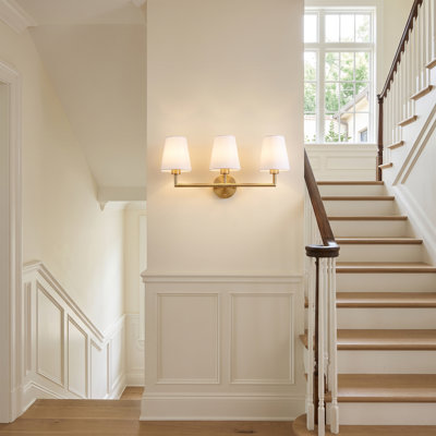 2-Light 18.5 in. Modern Dimmable Vanity Light Linen Shade Wall Sconce for Bathroom Bedroom Living Room