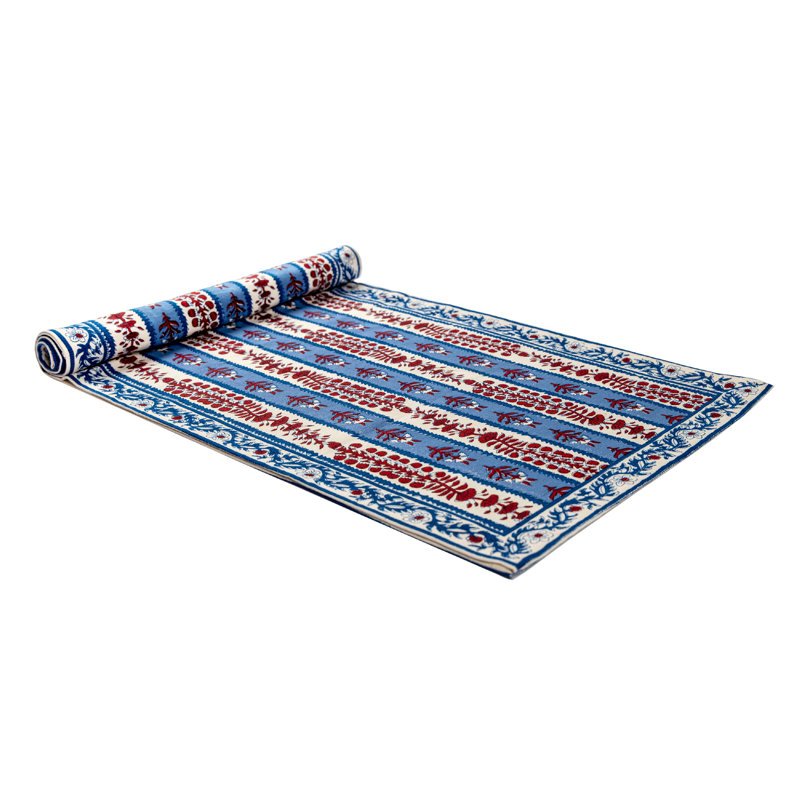Charlemont Provence Table Runner, 16" L x 90" W, Blue/Red