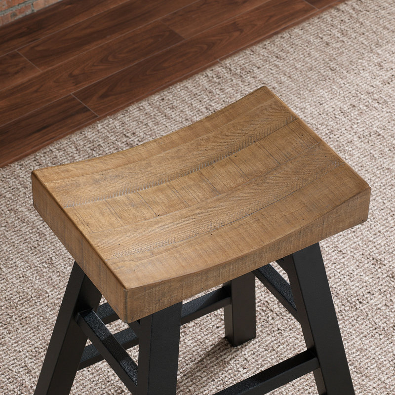Tabouret de comptoir American Heritage Cheyenne - siège en bois récupéré massif avec base en métal graphite, entièrement assemblé et capacité de poids de 300 lb