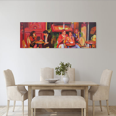 «Vibrant Cafe Scene», art mural contemporain