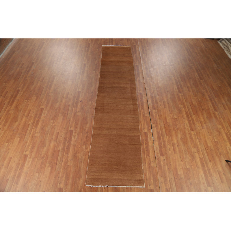 Tapis de couloir oriental brun 3 x 13 Gabbeh