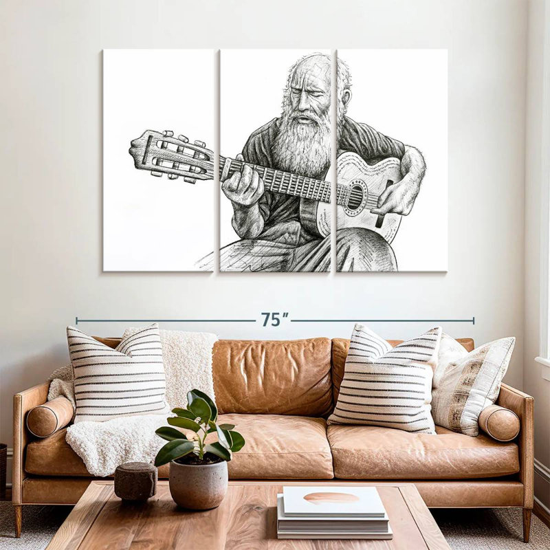Abarca Old Man Playing, 42" H x 65" W